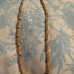 Vintage Avon Gold-Tone Mesh Link Necklace with Bead Accents